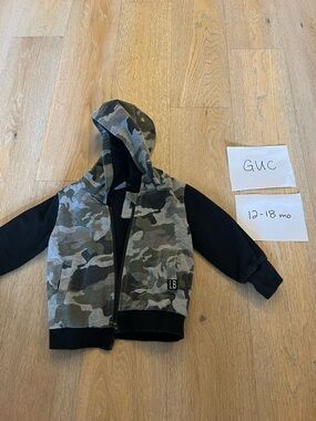 Little Bipsy Camo Hooded Jacket with Black Sleeves